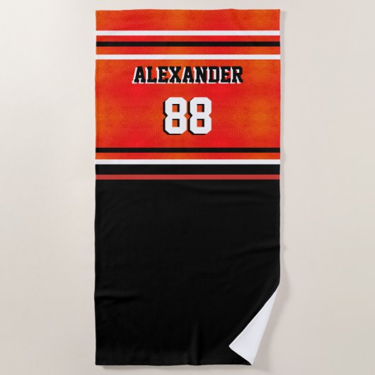 Basketball Name and Jersey Number Beach Towel Strandlaken (Voorkant)