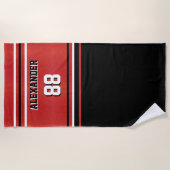 Basketball Name and Jersey Number Beach Towel Strandlaken (Voorkant)