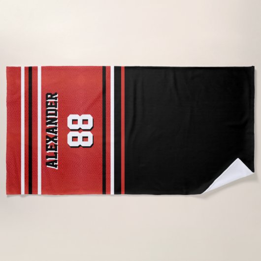 Basketball Name and Jersey Number Beach Towel Strandlaken (Voorkant)