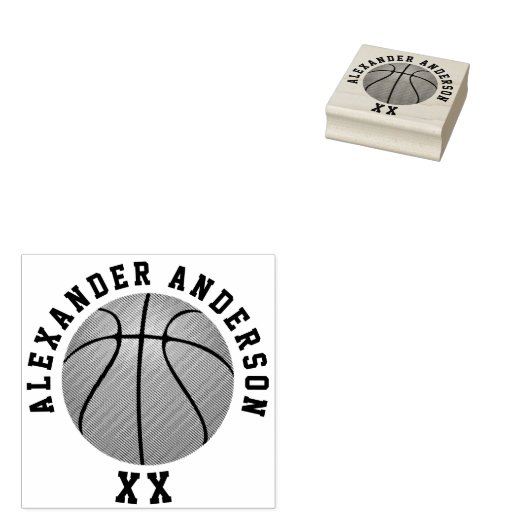 Basketball Name and Jersey Number personalize Rubb Rubberstempel (Gestempeld)