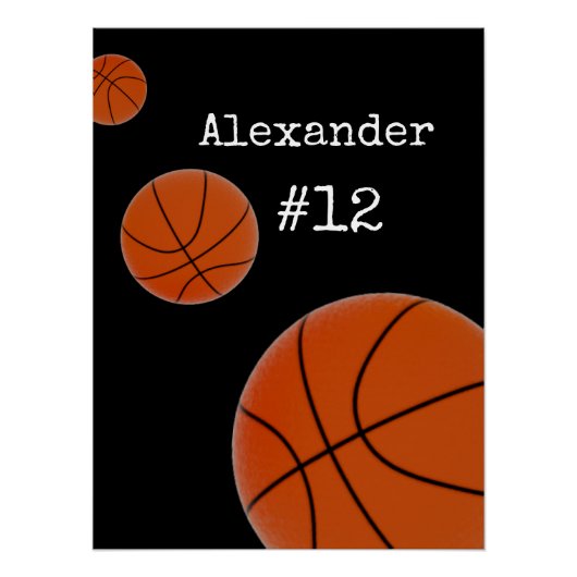 Basketball Name and Number Black background Perfect Poster (Voorkant)