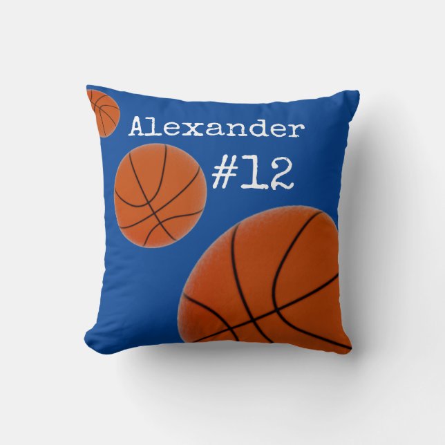 Basketball Name and Number Blue background Kussen (Voorkant)