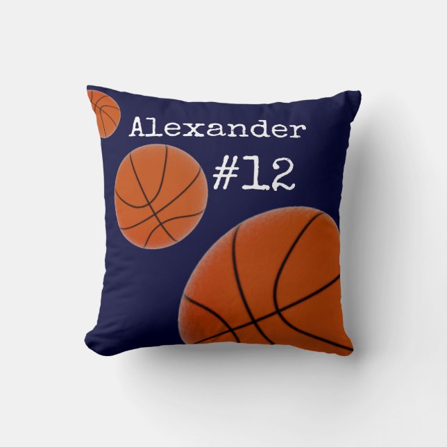 Basketball Name and Number Navy Blue background Kussen (Voorkant)