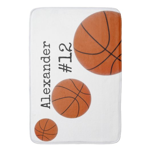 Basketball Name and Number White background Badmat (Voorkant Verticaal)