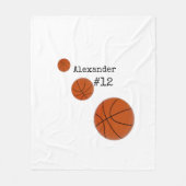 Basketball Name and Number White background Fleece Deken (Voorkant)