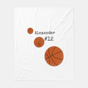 Basketball Name and Number White background Fleece Deken