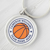 Basketball name and team blue stars white sleutelhanger