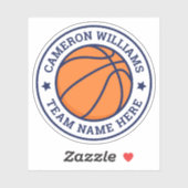 Basketball name and team blue stars white sticker (Vel)