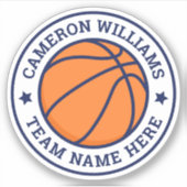 Basketball name and team blue stars white sticker (Voorkant)