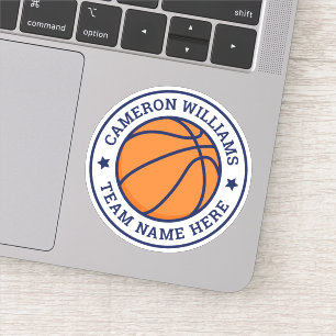 Basketball name and team blue stars white sticker