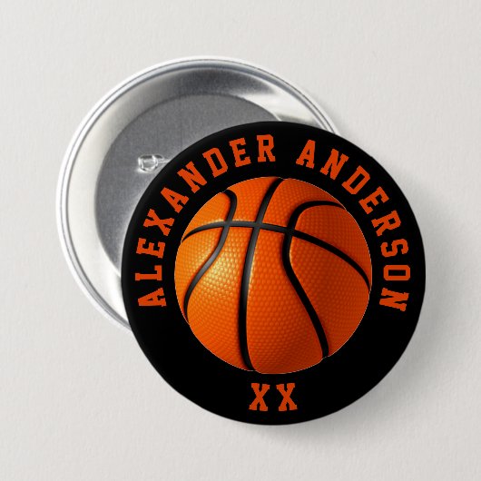 Basketball Name en Jersey Personalize Ronde Button 7,6 Cm (Voorkant /achterkant)