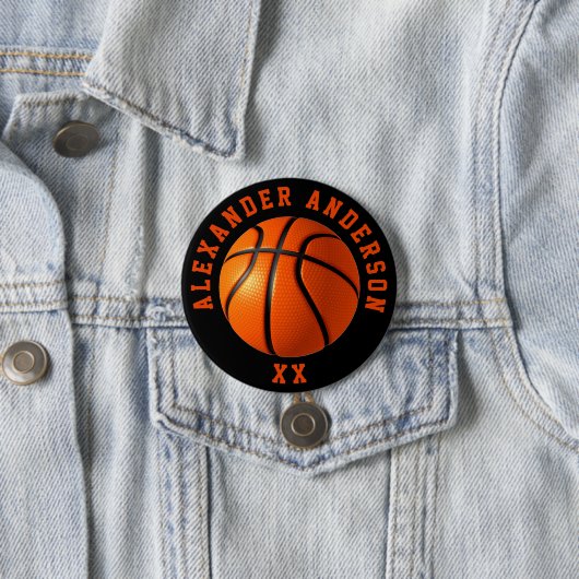Basketball Name en Jersey Personalize Ronde Button 7,6 Cm (In situ)