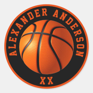 Basketball Name en Jersey Personalize Ronde Sticker