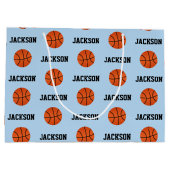 Basketball Name Pattern Kinder Blue Groot Cadeauzakje (Achterkant)