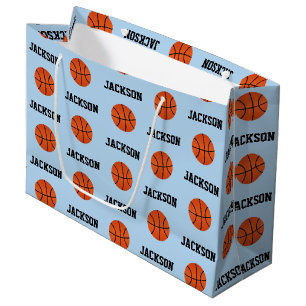 Basketball Name Pattern Kinder Blue Groot Cadeauzakje