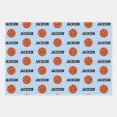 Basketball Name Pattern Kinder Blue Inpakpapier Vel (Voorkant 2)