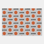 Basketball Name Pattern Kinder Grey Inpakpapier Vel (Voorkant 2)