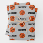 Basketball Name Pattern Kinder Grey Inpakpapier Vel (In situ)