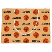 Basketball Name Pattern Kinder Sinaasappel Groot Cadeauzakje (Voorkant)