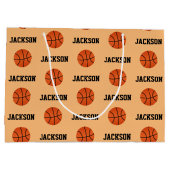 Basketball Name Pattern Kinder Sinaasappel Groot Cadeauzakje (Achterkant)