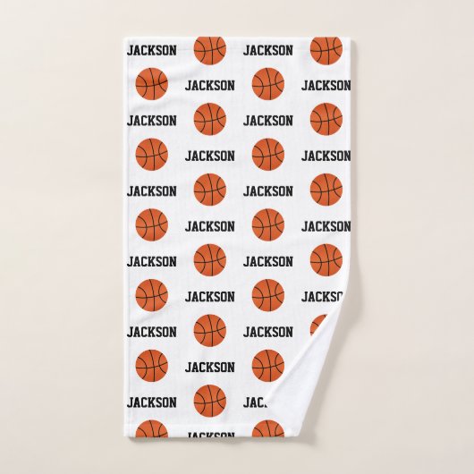 Basketball Name Pattern Kinder White Handdoek (Handdoek)