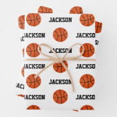 Basketball Name Pattern Kinder White Inpakpapier Vel (In situ)