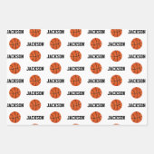 Basketball Name Pattern Kinder White Inpakpapier Vel (Voorkant)