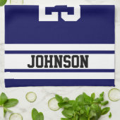 🏀 Basketball - Navy Blue en White Theedoek (Gevouwen)