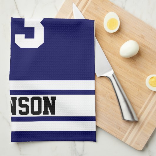 🏀 Basketball - Navy Blue en White Theedoek (Quarter Fold)