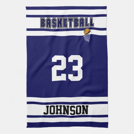 🏀 Basketball - Navy Blue en White Theedoek (Verticaal)