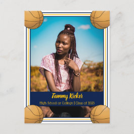 Basketball Navy & Gold Afstuderen Aankondigingskaart