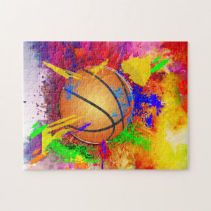 Basketball Neon Paint Splatter Modern Fun Legpuzzel