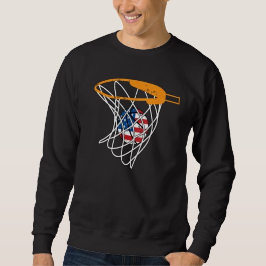 Basketball Net 4th Of July Retro Sports Player Ath Trui (Voorkant)