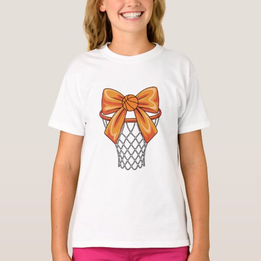 Basketball Net and Bow | Cute Hoops Sports Fan T-shirt (Voorkant)
