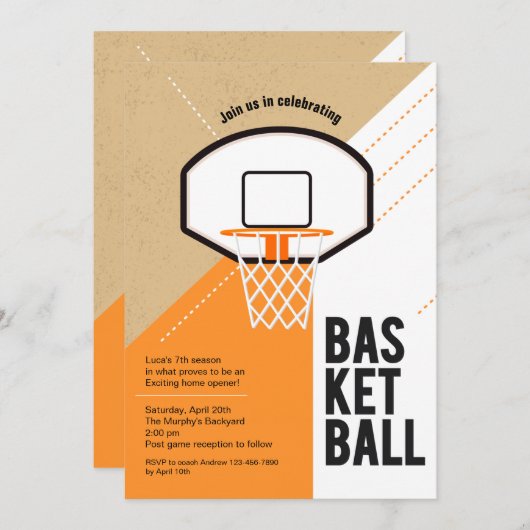 Basketball Net Invitation Kaart (Voorkant / Achterkant)
