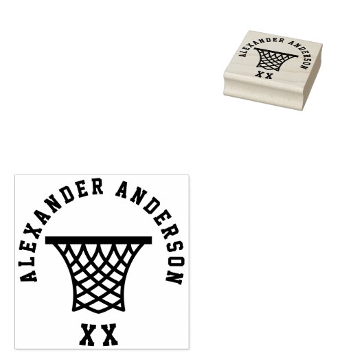 Basketball Net Name and Jersey Number van het kind Rubberstempel (Gestempeld)
