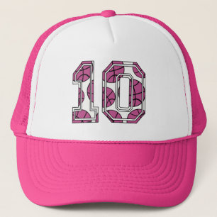 Basketball Number 10 roze en wit Trucker Pet