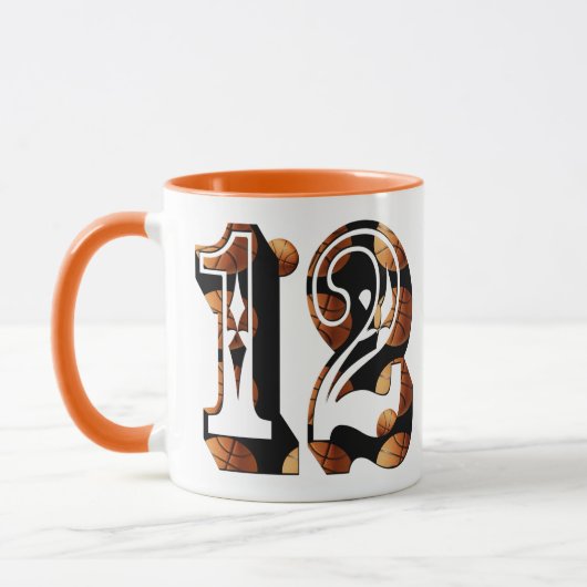 Basketball-nummer 12 Afbeelding Logo, Mok (Links)