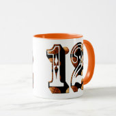 Basketball-nummer 12 Afbeelding Logo, Mok (Voorkant rechts)