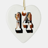 Basketball-nummer 14 Logo, Keramisch Ornament (Rechts)