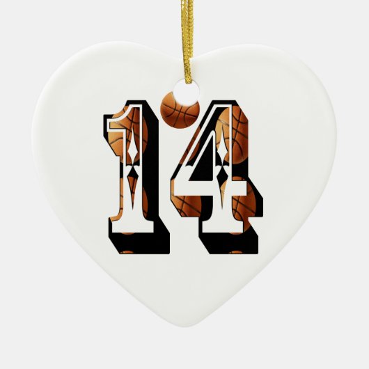 Basketball-nummer 14 Logo, Keramisch Ornament (Voorkant)