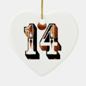 Basketball-nummer 14 Logo, Keramisch Ornament (Achterkant)