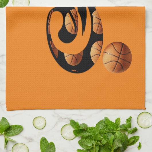 Basketball nummer drie, theedoek (Gevouwen)