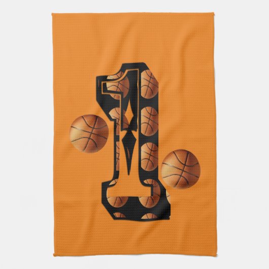 Basketball nummer één, theedoek (Verticaal)