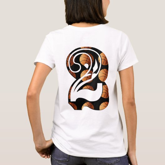 Basketball nummer twee, Afbeelding Logo, T-shirt (Achterkant)