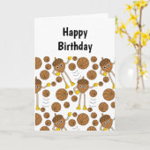 Basketball Nut Pattern Birthday Card Kaart (Gele Bloem)