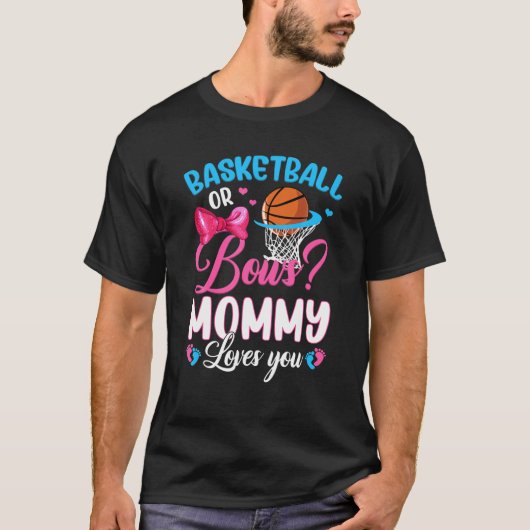 Basketball of Bows mama houdt van je gender Baby R T-shirt (Voorkant)