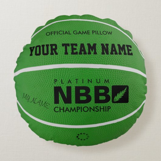 BASKETBALL OFFICIAL GAME PILLOW Green D wl Rond Kussen (Voorkant)
