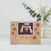 Basketball Old Paper Birthday Dank je wel Briefkaart (Staand voorkant)