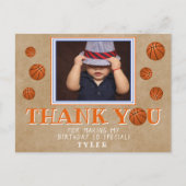 Basketball Old Paper Birthday Dank je wel Briefkaart (Voorkant)